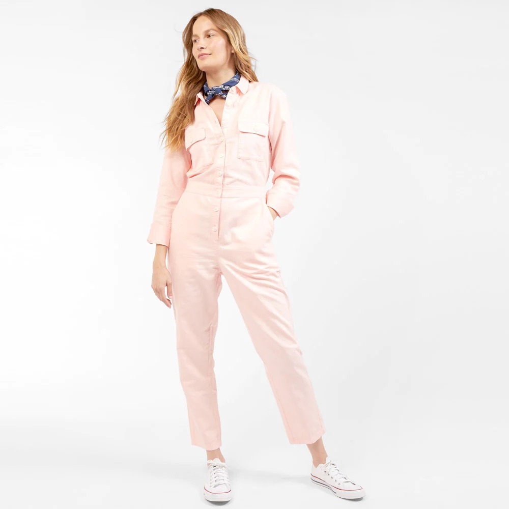 Outerknown S.E.A. Summer Peony long sleeve button front jumpsuit MSRP $228